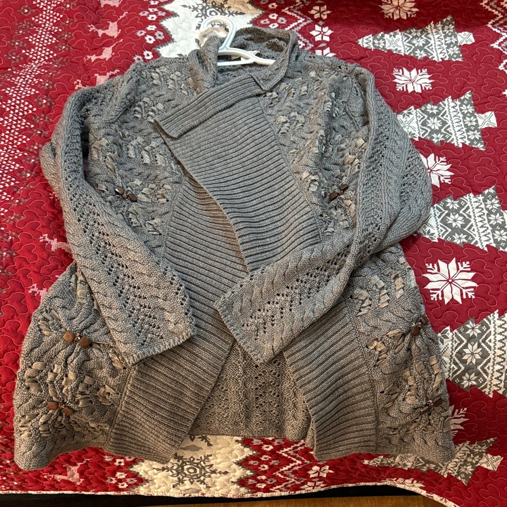 Coldwater Creek Gray Lace Cardigan